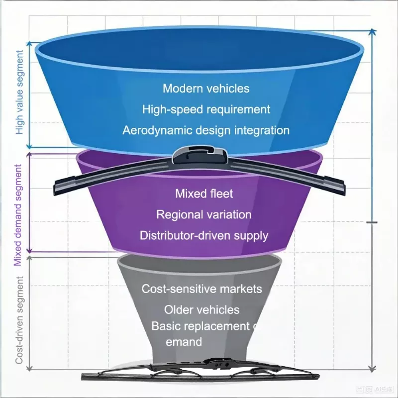 global windshield wiper blades market distribution flat vs standard coexistence