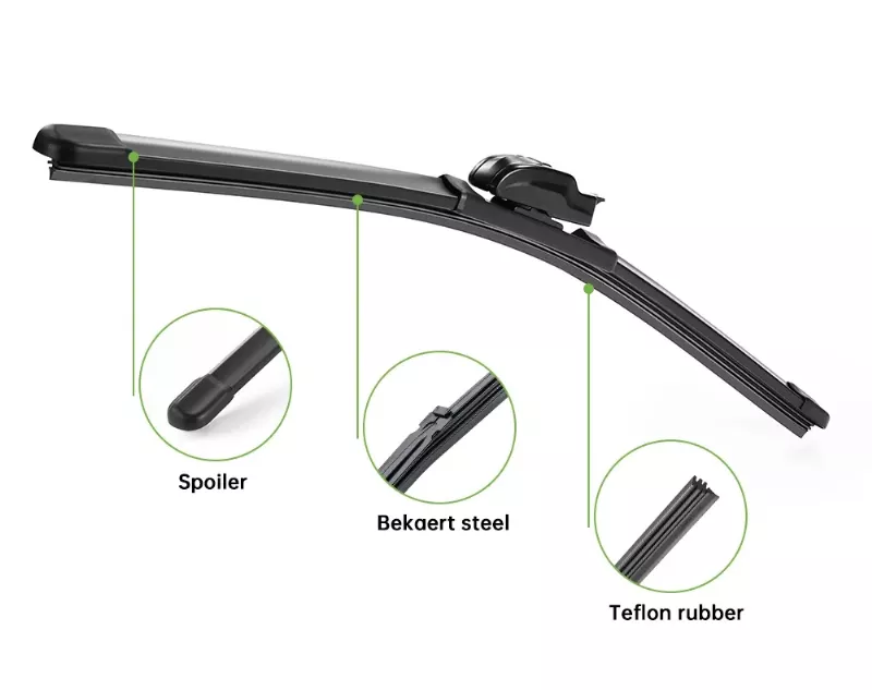 beam wiper blade structure diagram bekaert steel teflon rubber spoiler aerodynamic design