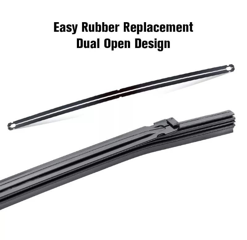 dual open wiper blade structure easy rubber replacement refill design maintenance cost reduction universal flat wiper blades