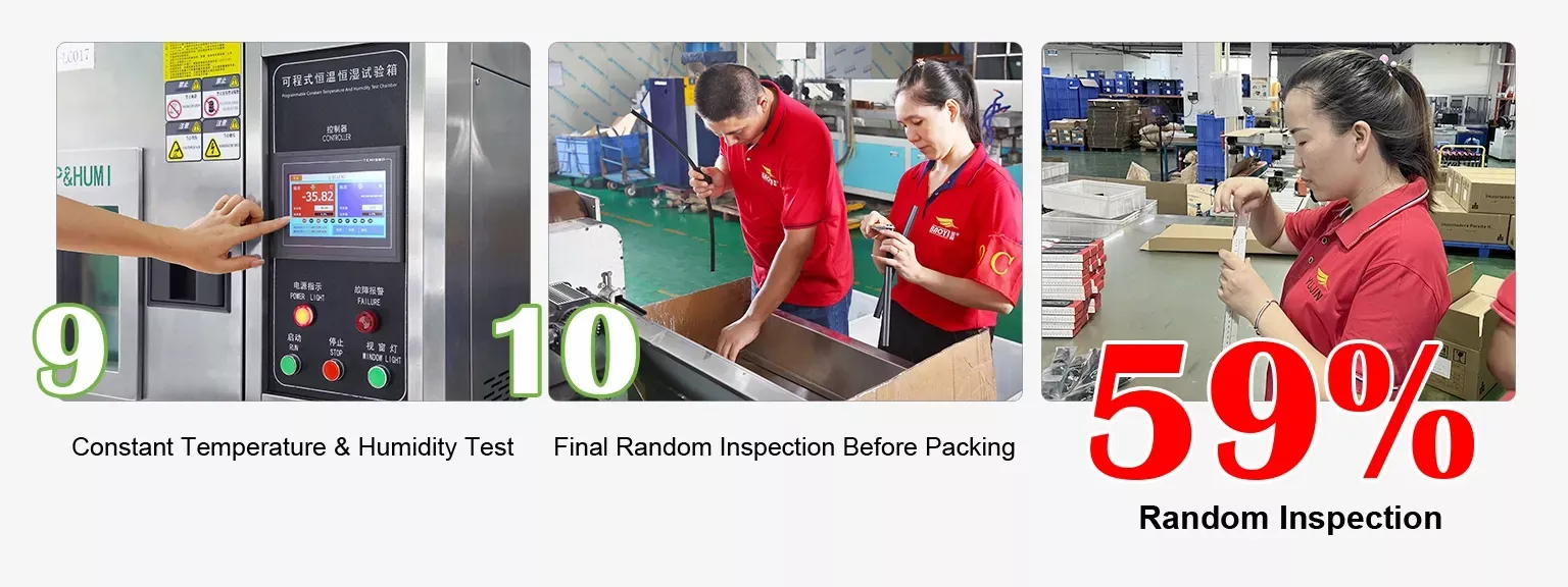 Constant temperature and humidity testing, final random inspection before packing, and 59 percent batch inspection for OEM wiper blade final quality control and shipment readiness
