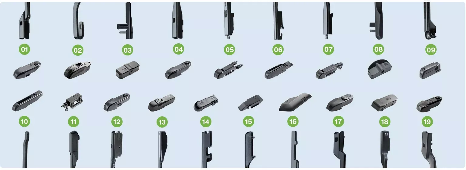 Global vehicle application coverage chart and wiper blade size database for OEM programs