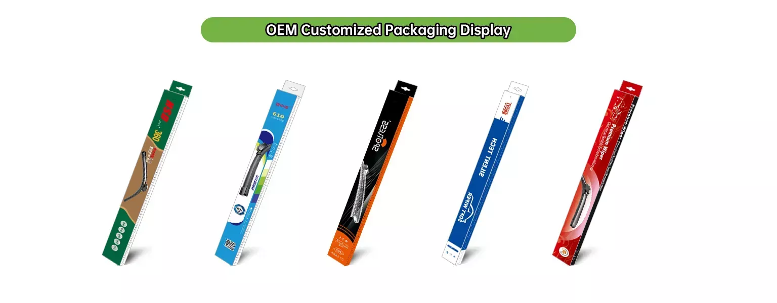 Customized retail set packaging for front and rear wiper blade combo