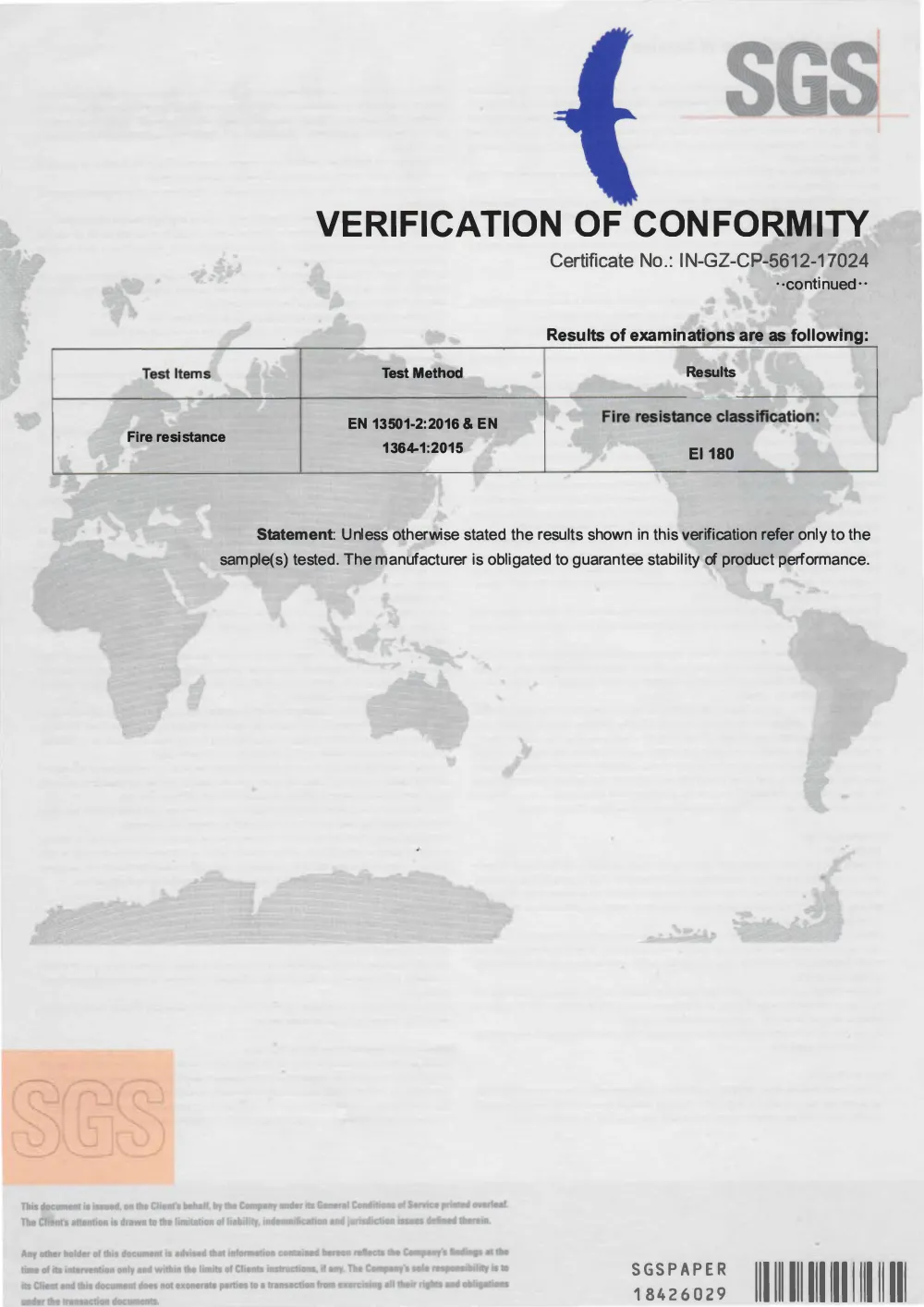 ZJT-SGS certificate-Fire resistance-2
