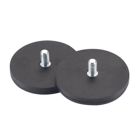 Neodymium Rubber Coated Magnet With External Thread Rod