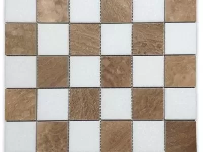 Yellow Wooden Marble Mosaic Tiles