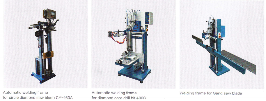 Automatic welding frame for diamond core drill bit